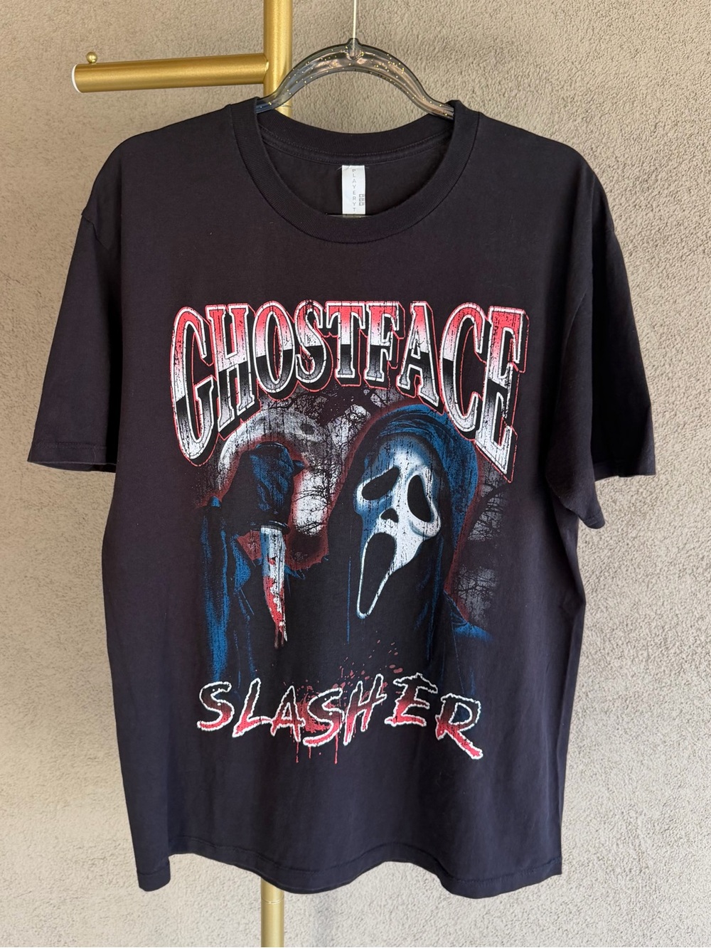 Ghostface Scream Slasher Horror Black Graphic T-Shirt Large Halloween